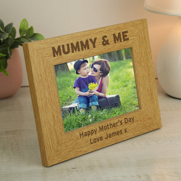 Personalised Oak Finish 6x4 Mummy & Me Photo Frame