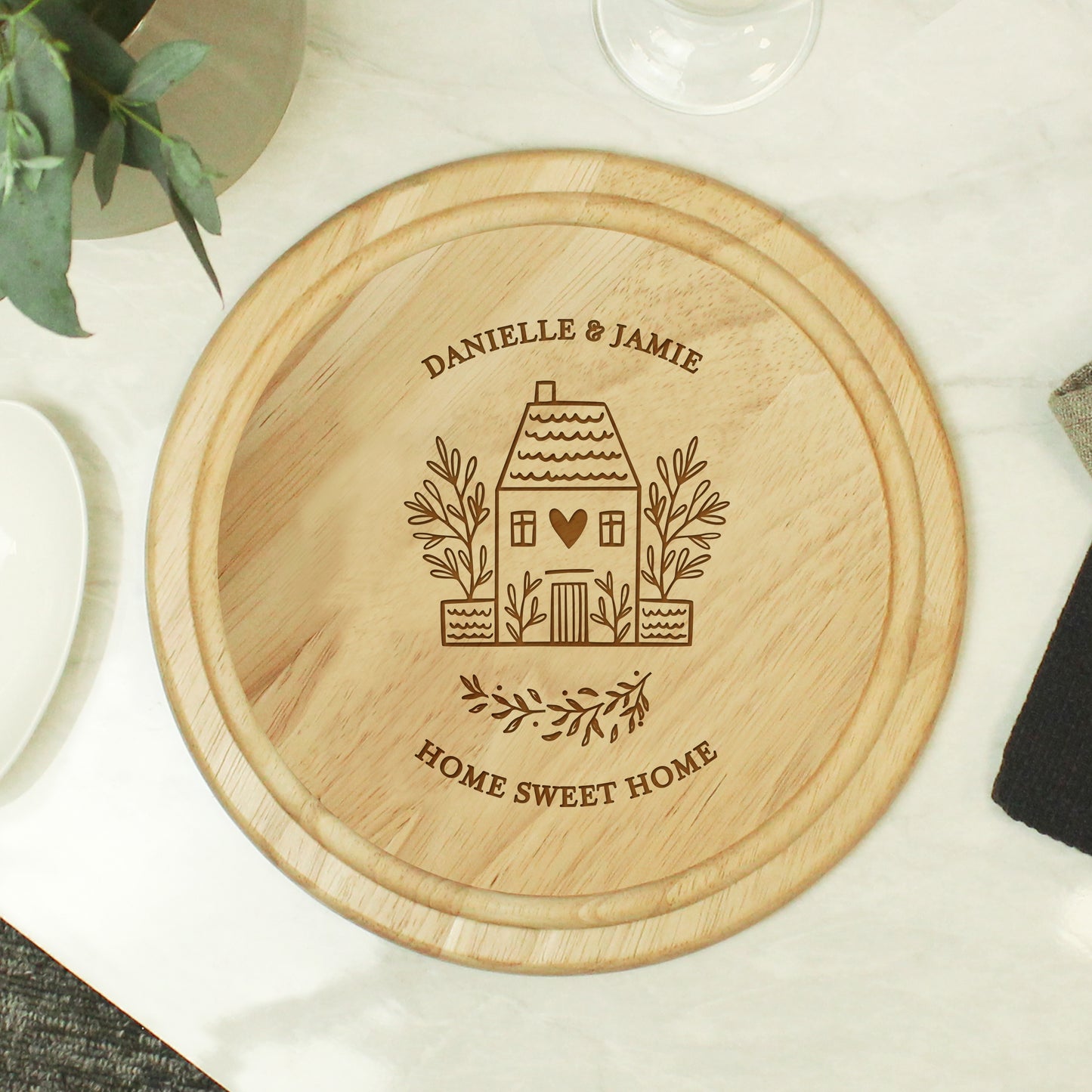 Personalised HOME Round Chopping Board