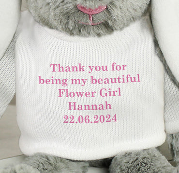 Personalised Message Bunny Rabbit In Jumper - Pink