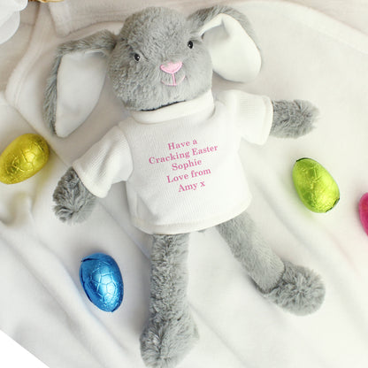 Personalised Message Bunny Rabbit In Jumper - Pink