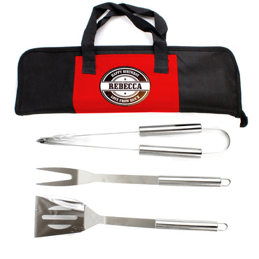 Personalised Stamp Stainless Steel BBQ Kit