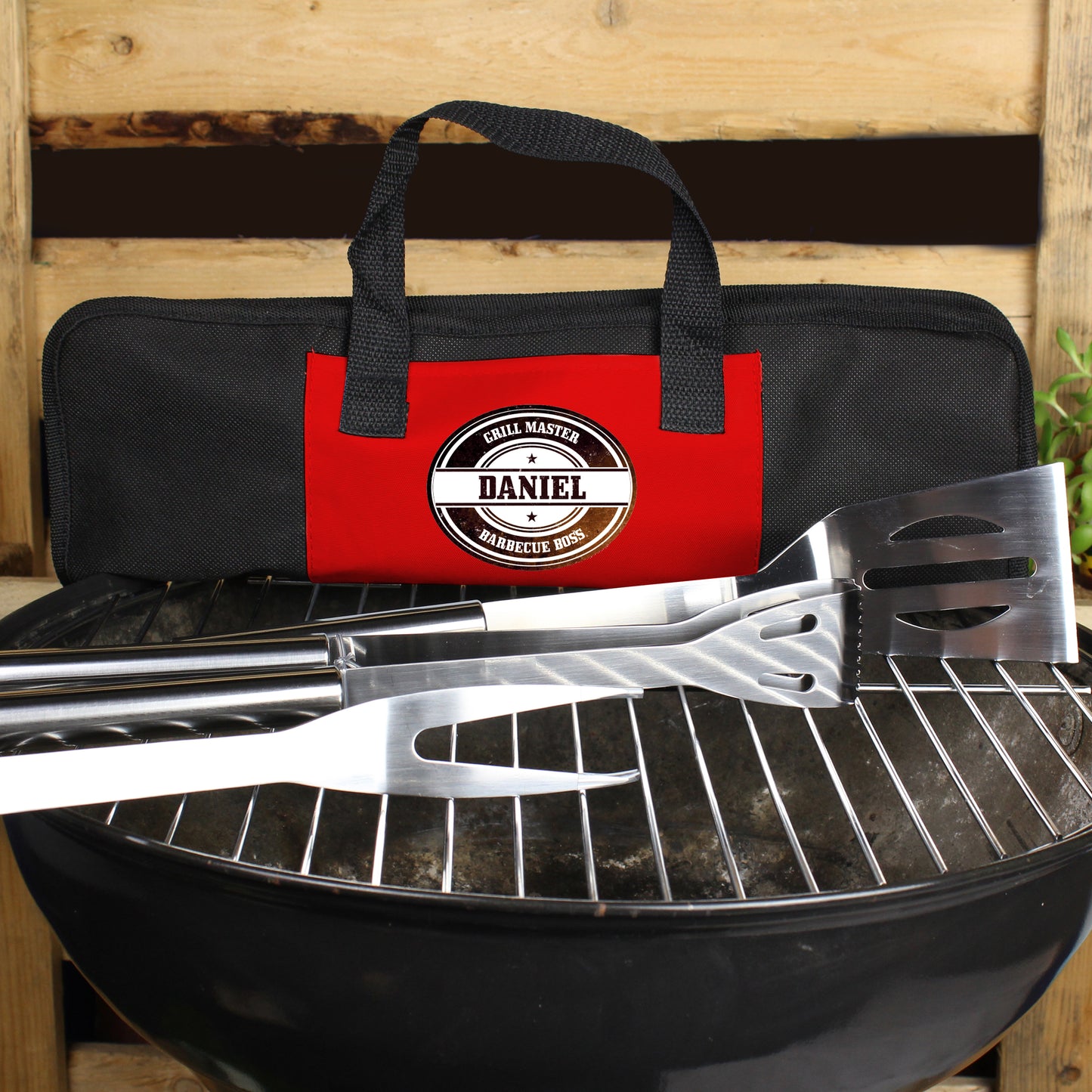 Personalised Stamp Stainless Steel BBQ Kit