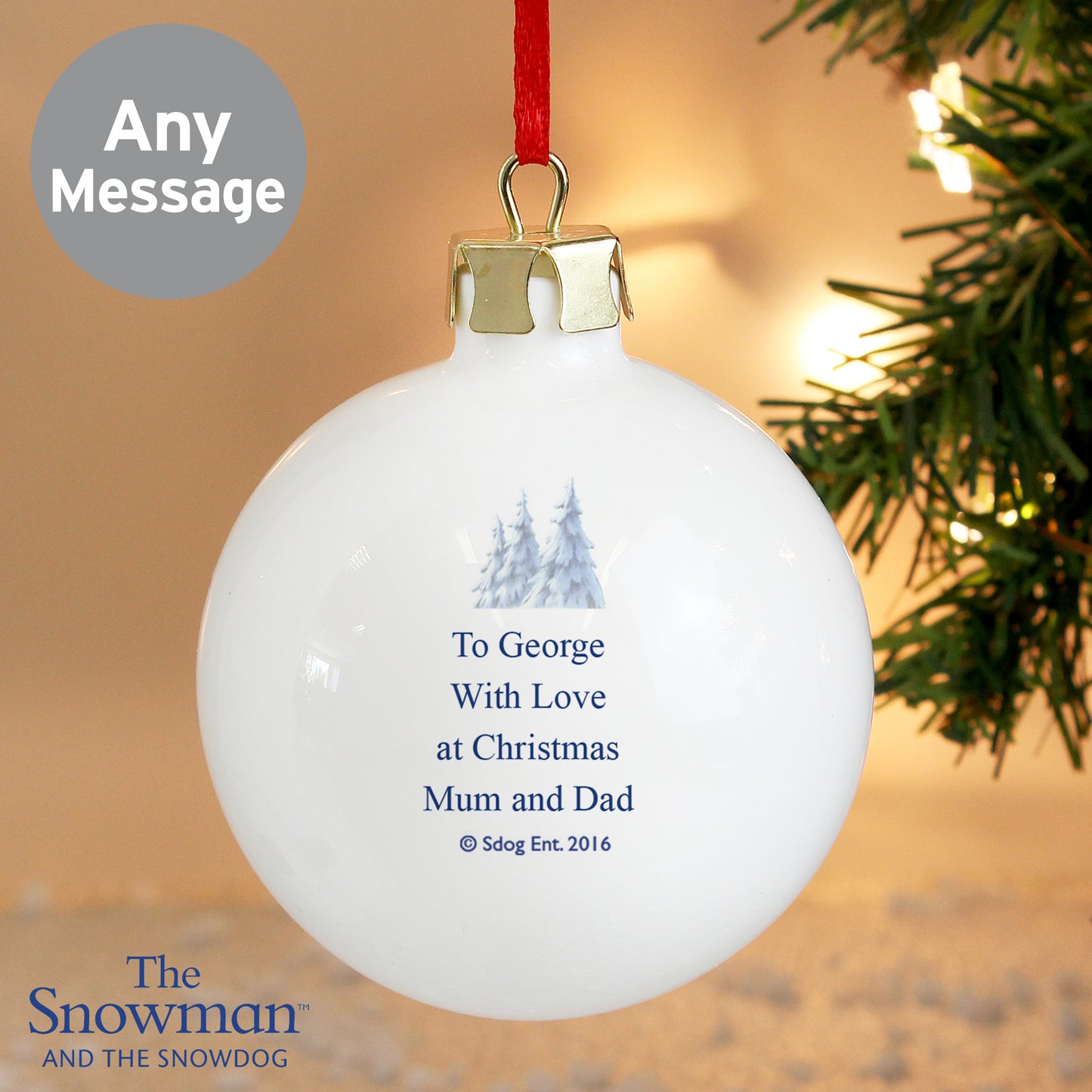 Personalised The Snowman and the Snowdog Bauble