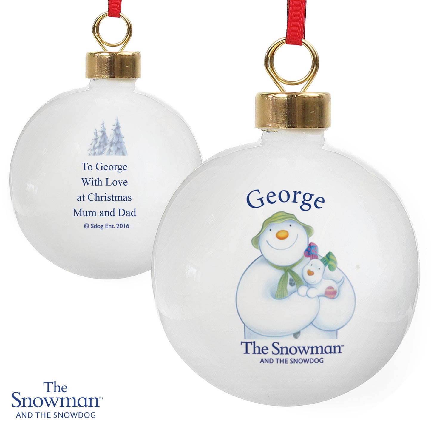 Personalised The Snowman and the Snowdog Bauble