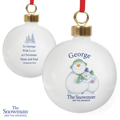 Personalised The Snowman and the Snowdog Bauble