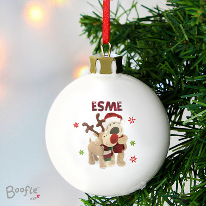 Personalised Boofle Christmas Reindeer Bauble