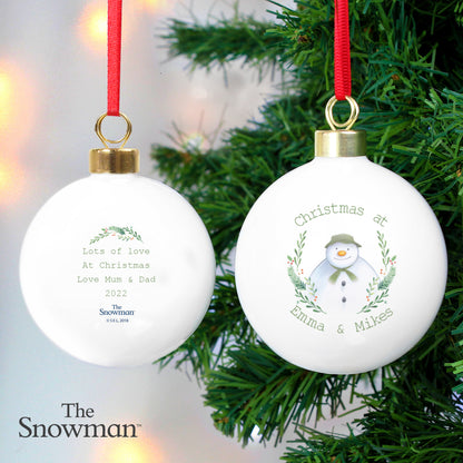 Personalised The Snowman Winter Garden Bauble