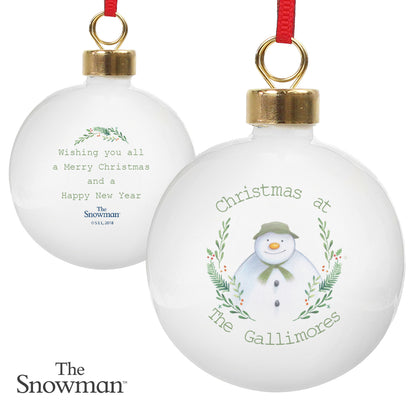 Personalised The Snowman Winter Garden Bauble