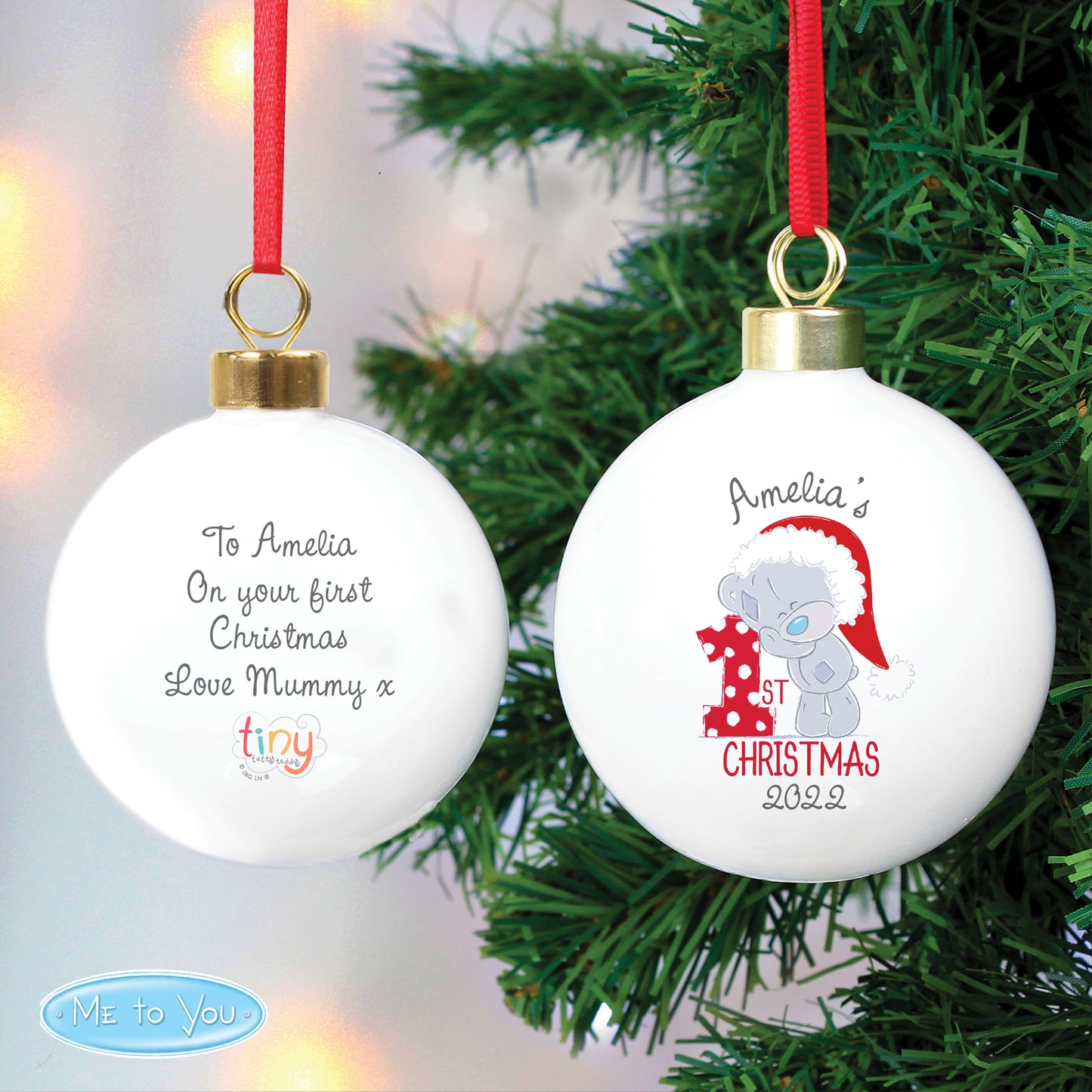 Personalised Tiny Tatty Teddy 'My 1st Christmas' Bauble