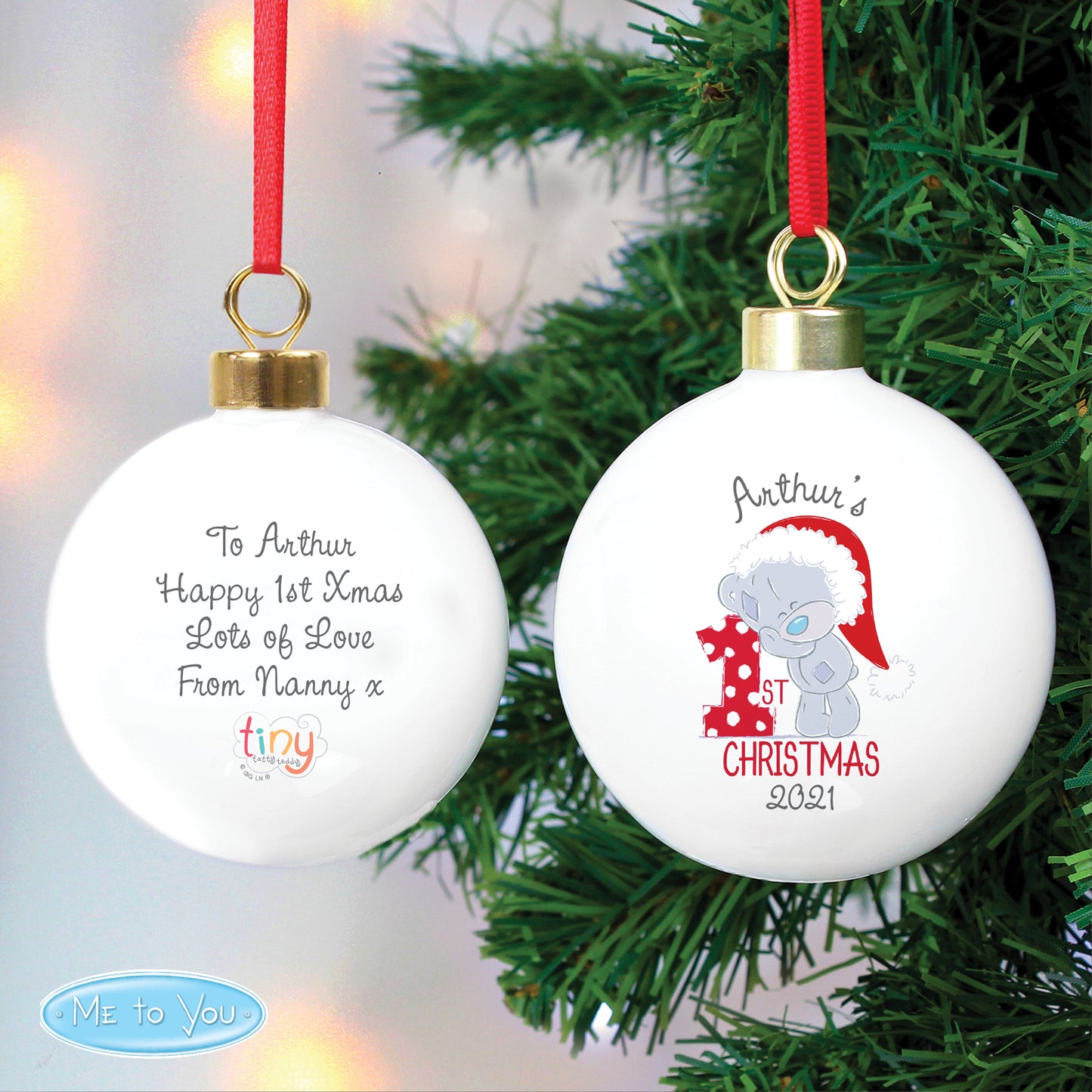 Personalised Tiny Tatty Teddy 'My 1st Christmas' Bauble