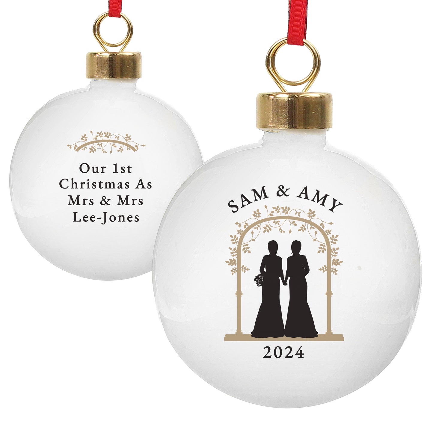 Personalised Mrs & Mrs Bauble