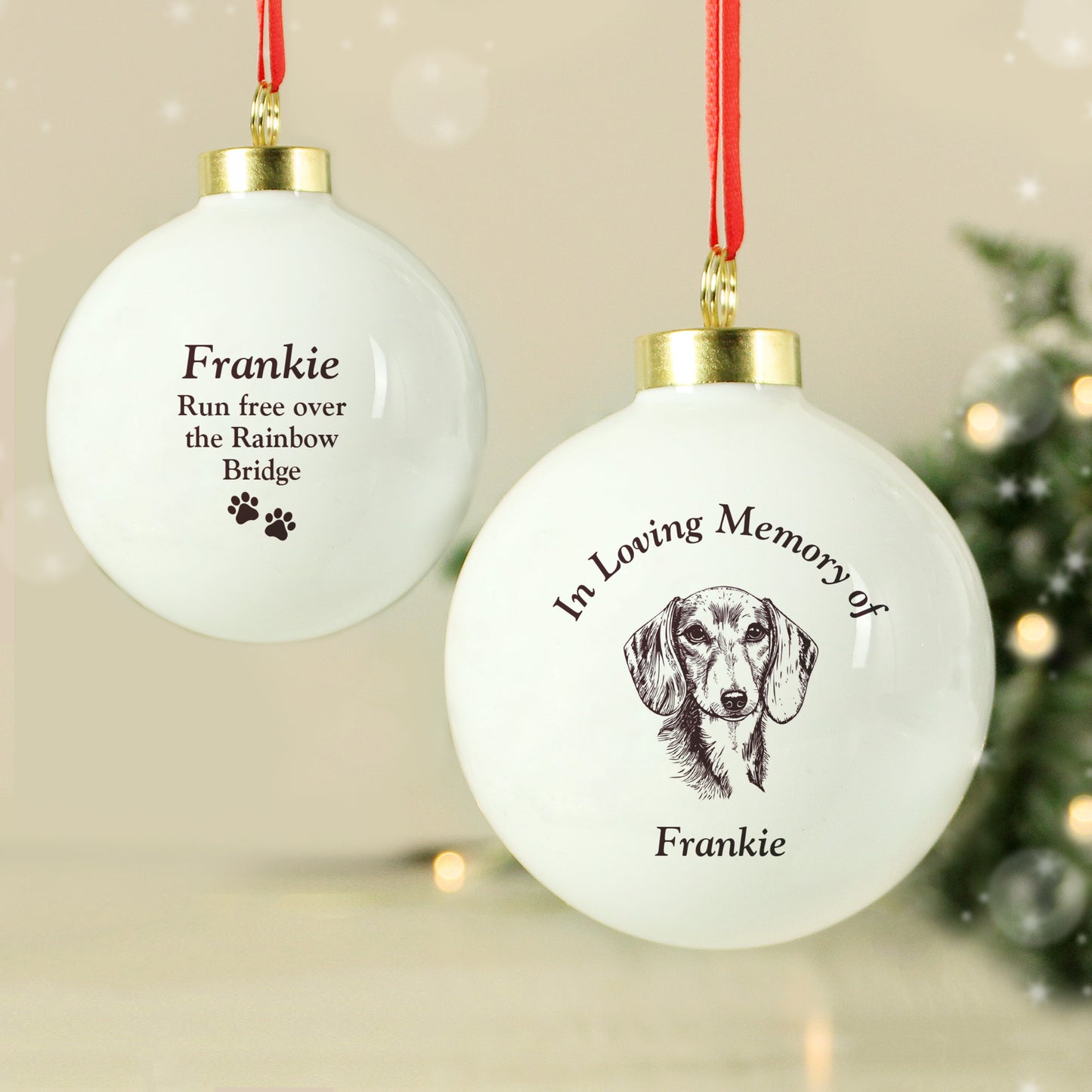 Personalised Memorial Dog Breed Bauble