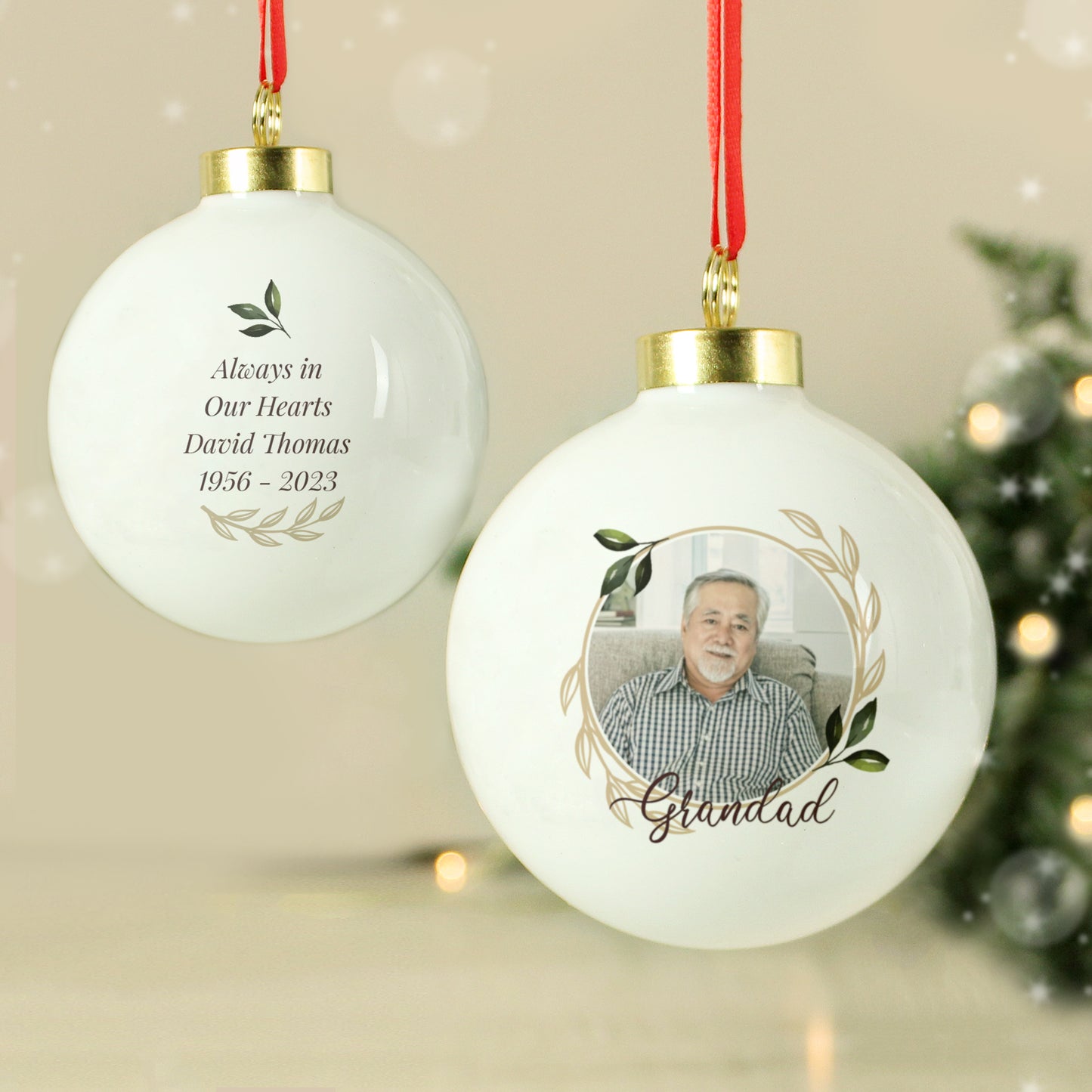 Personalised Photo Upload Memorial Bauble