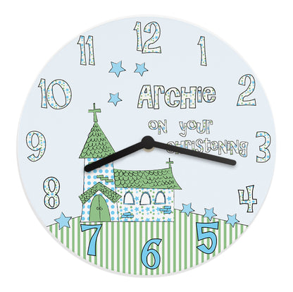 Personalised Church Boys Christening Clock