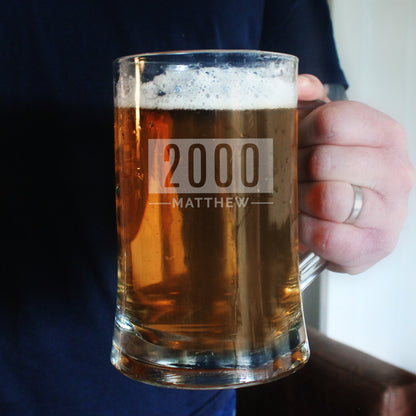 Personalised Name & Date Pint Stern Tankard