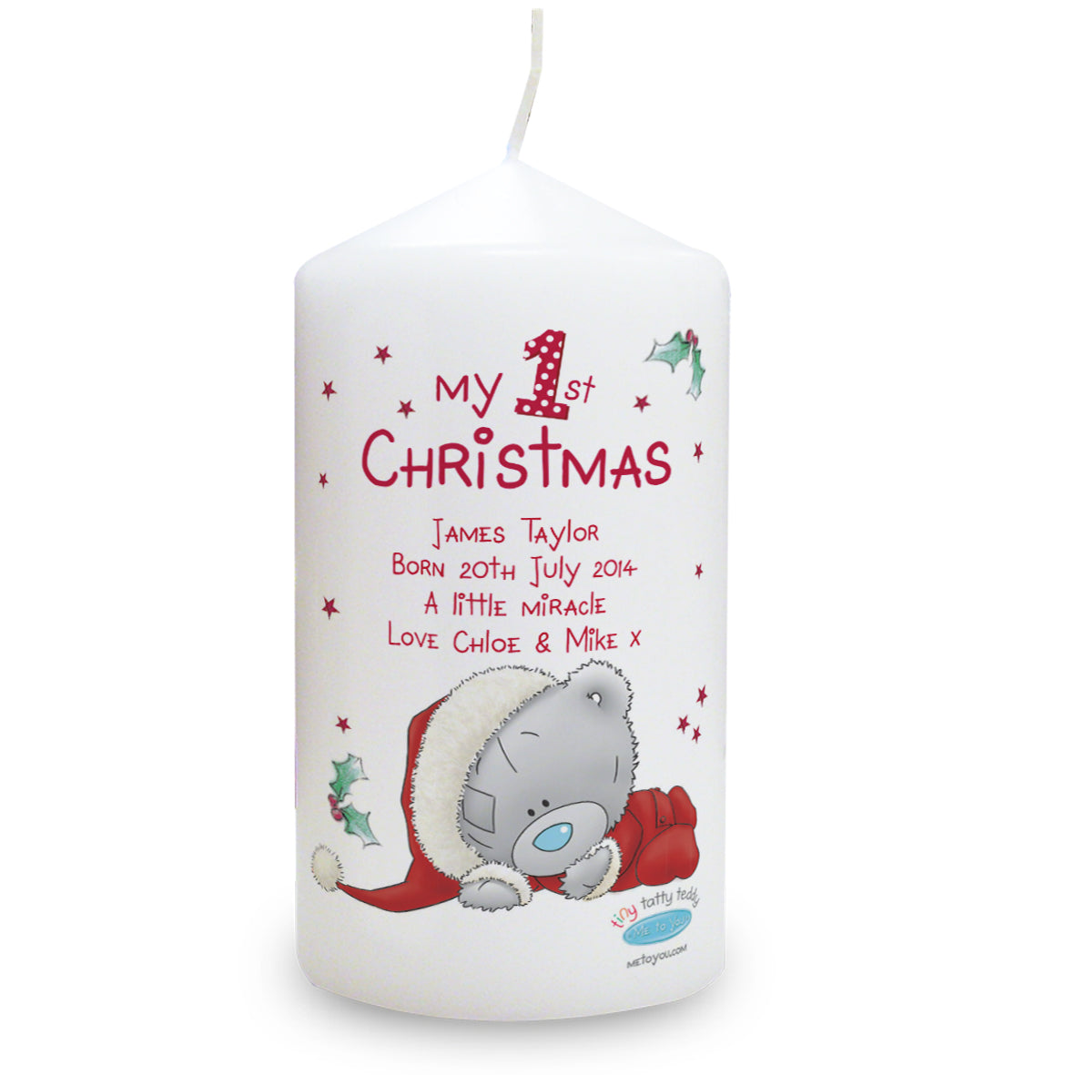 Personalised Me To You My 1st Christmas Pillar Candle