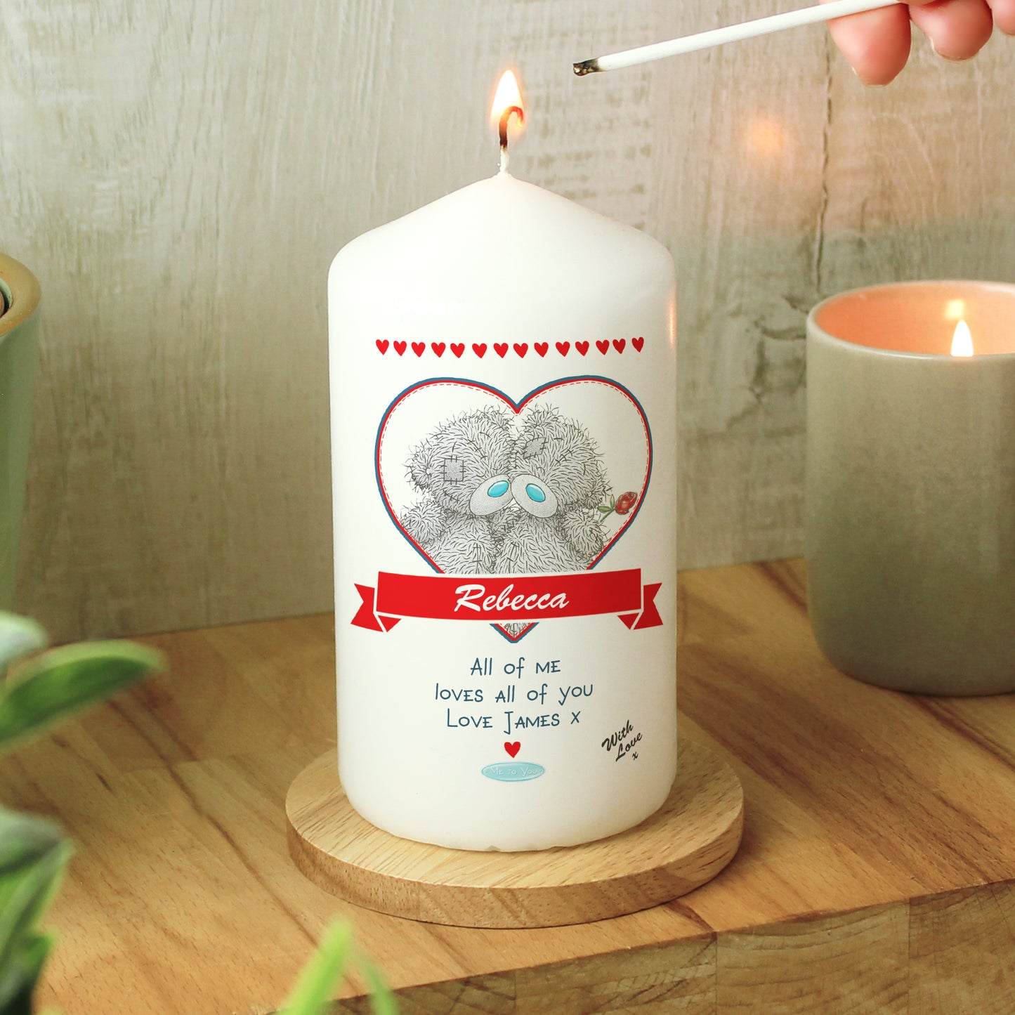 Personalised Me to You Couple Pillar Candle