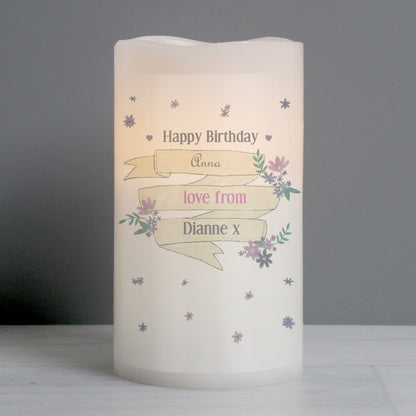 Personalised Garden Bloom LED Candle