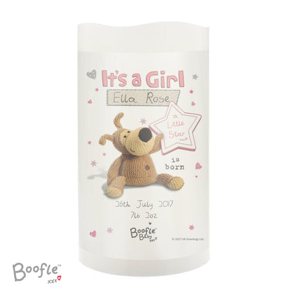 Personalised Boofle It's a Girl Nightlight LED Candle