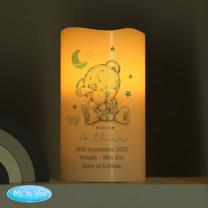 Personalised Tiny Tatty Teddy Blue Nightlight LED Candle