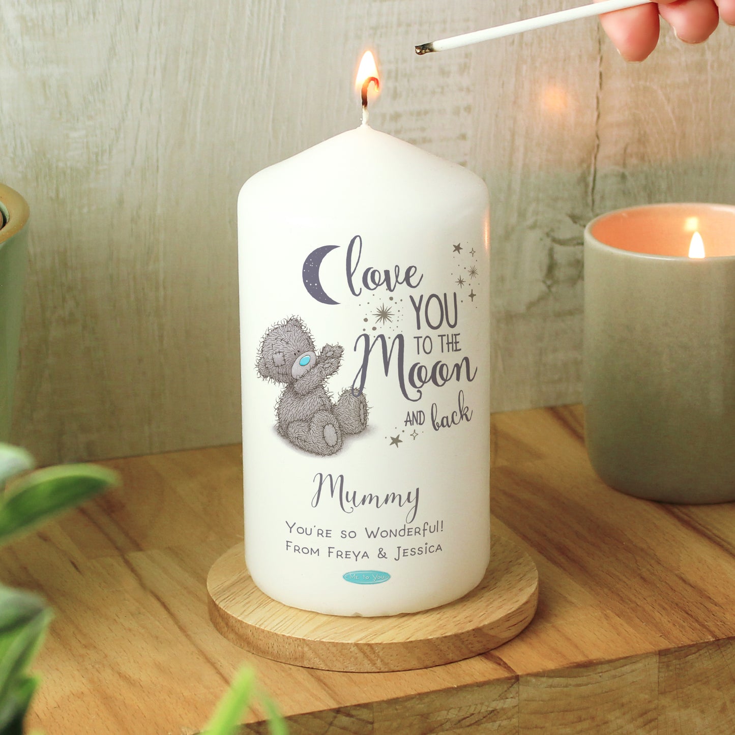 Personalised Me to You 'Love You to the Moon and Back' Pillar Candle