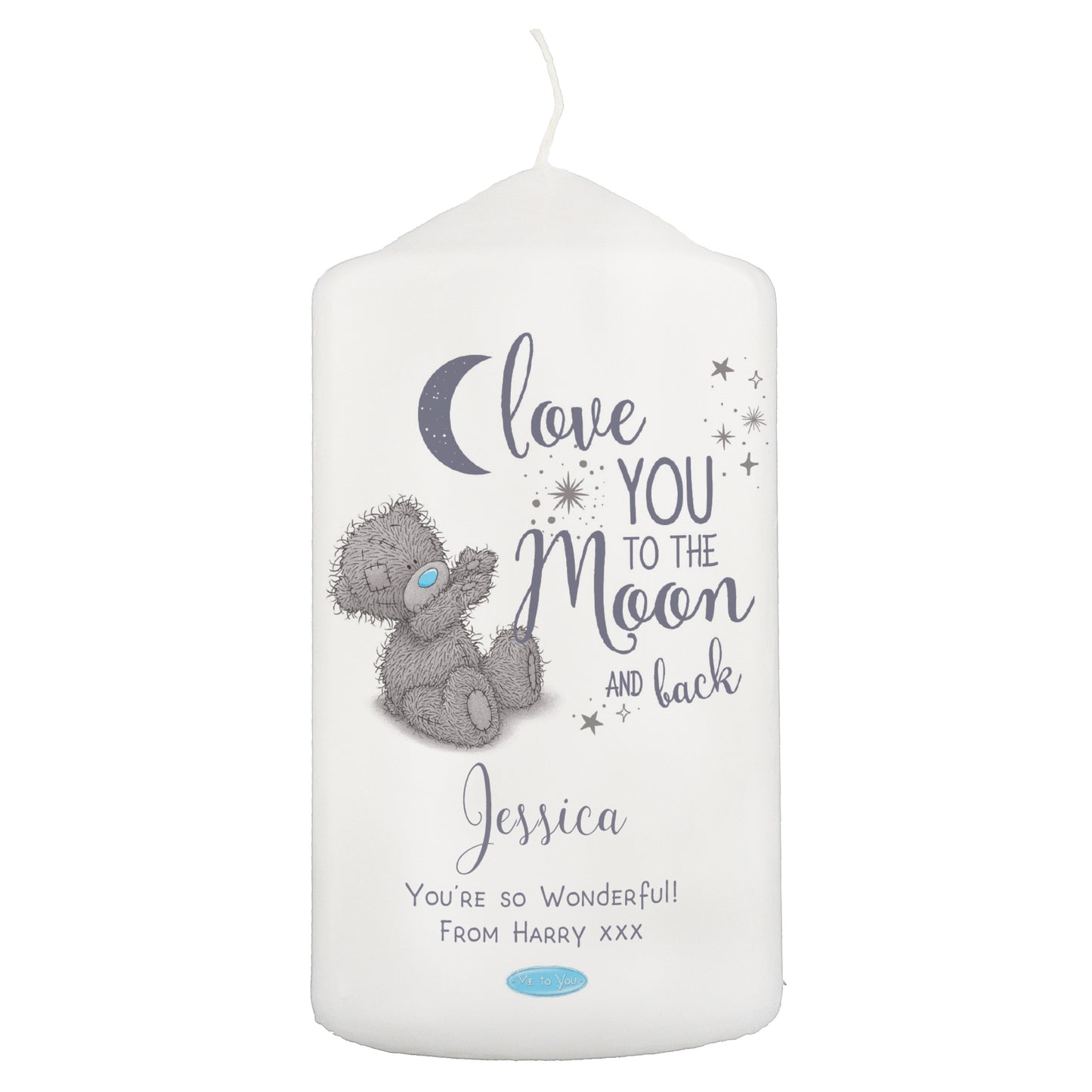 Personalised Me to You 'Love You to the Moon and Back' Pillar Candle