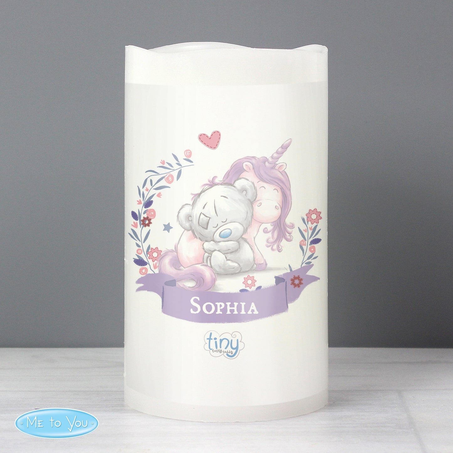 Personalised Tiny Tatty Teddy Unicorn Nightlight LED Candle