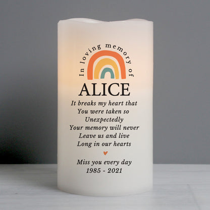 Personalised In Loving Memory Rainbow LED candle