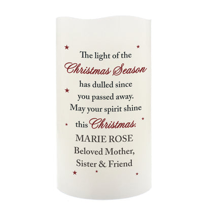 Personalised Christmas Season Memorial LED Candle