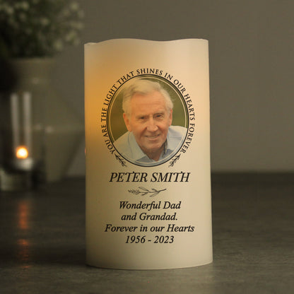 Personalised Light In Our Hearts Photo Upload LED Candle