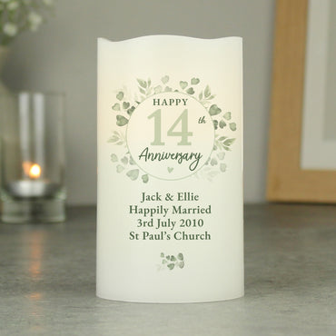 Personalised Botanical Anniversary LED Candle