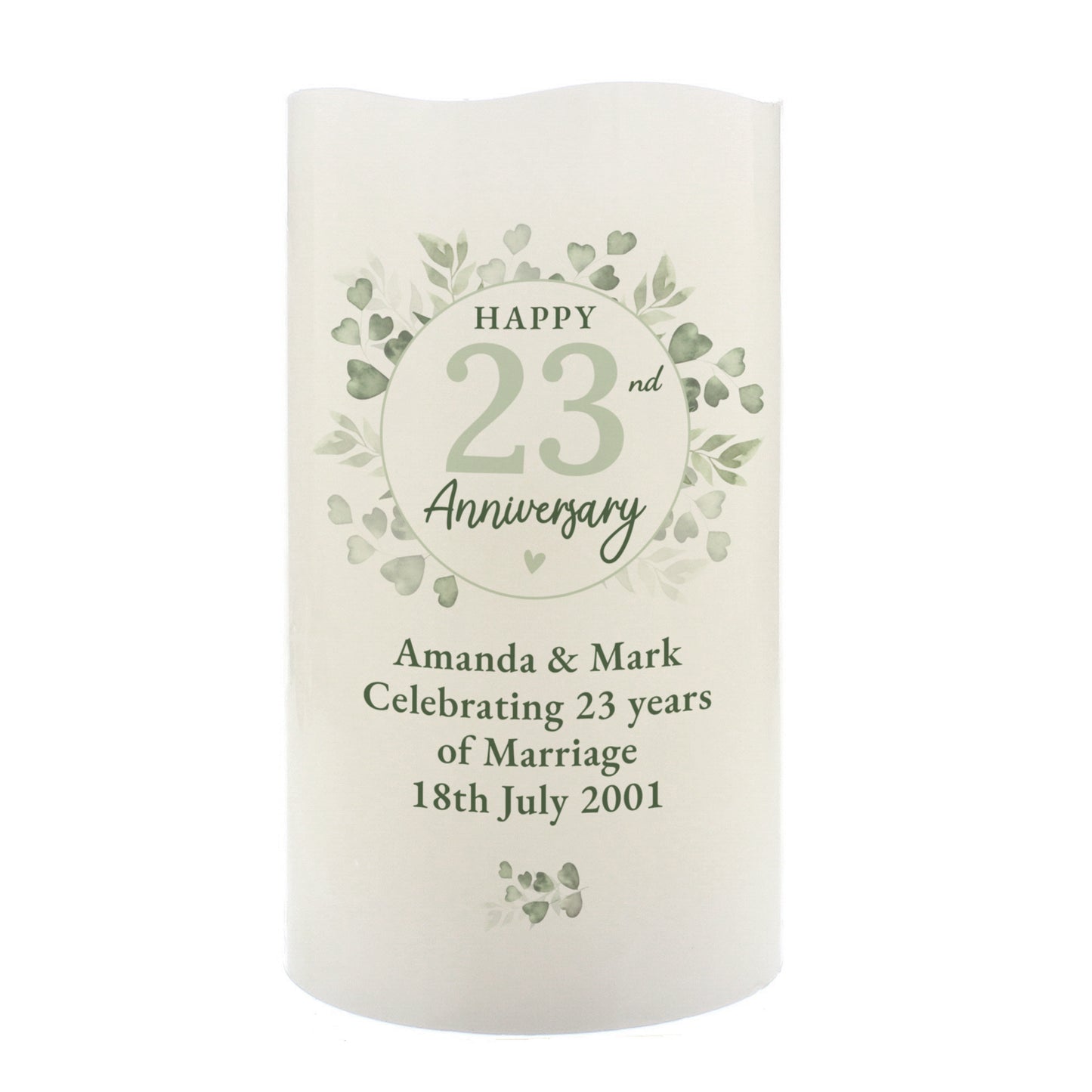 Personalised Botanical Anniversary LED Candle