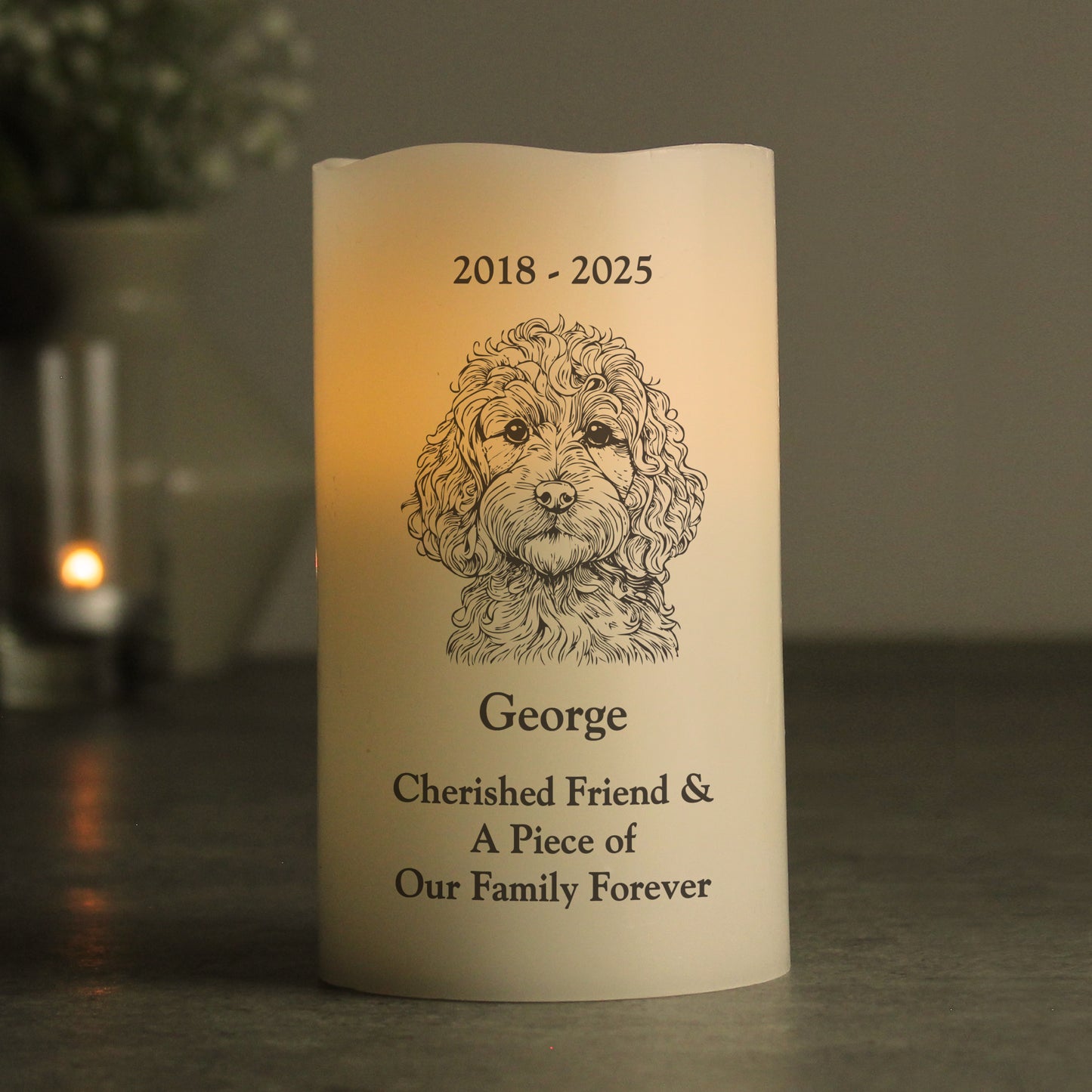 Personalised Dog Breed Memorial LED Candle