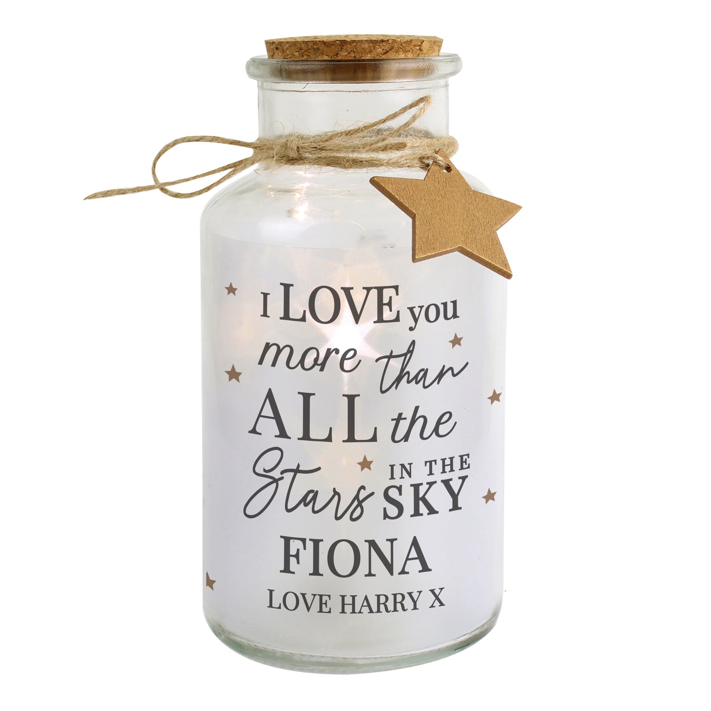 Personalised I Love You More... LED Glass Jar