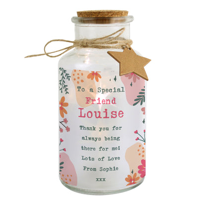 Personalised Floral LED Glass Jar