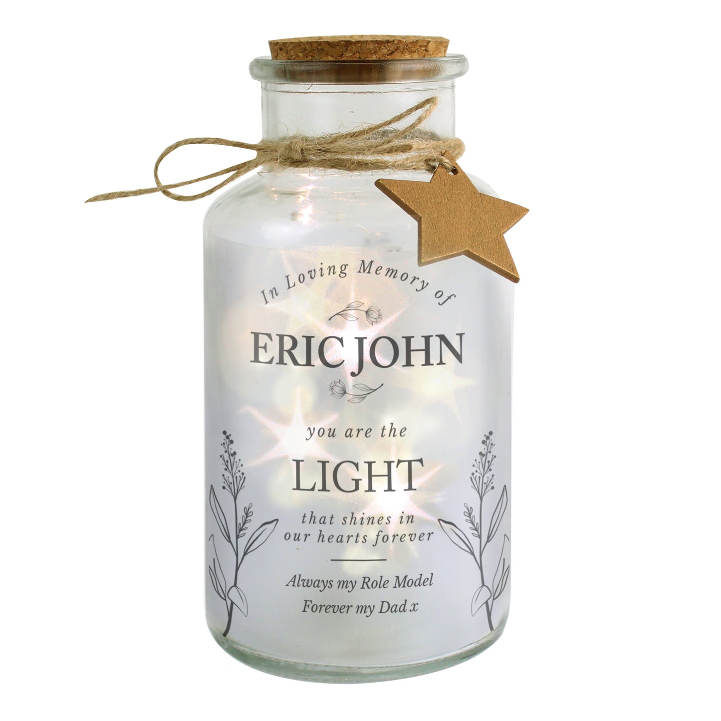 Personalised In Loving Memory LED Glass Jar