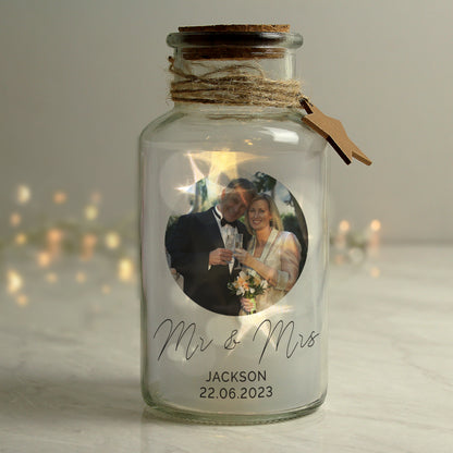 Personalised Photo Upload LED Glass Jar