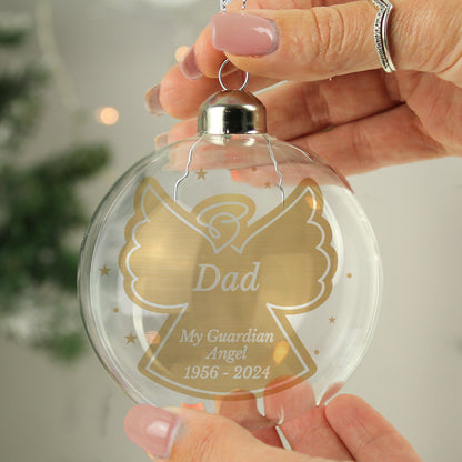 Personalised Gold Angel Name Only Glass Bauble