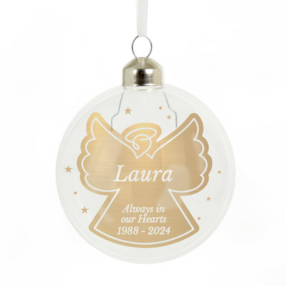 Personalised Gold Angel Name Only Glass Bauble