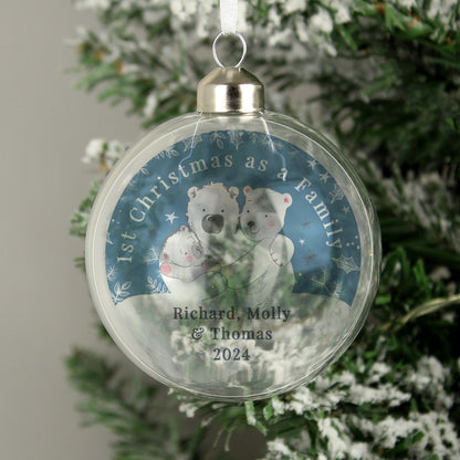 Personalised First Christmas as a Family Glass Bauble