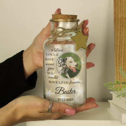 Personalised Pet Memorial Photo Upload LED Light Up Jar