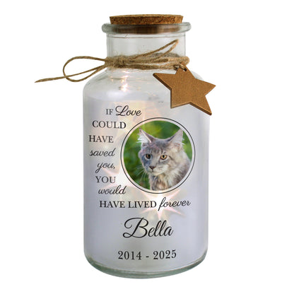 Personalised Pet Memorial Photo Upload LED Light Up Jar