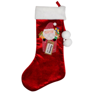 Personalised Santa Claus Luxury Red Stocking