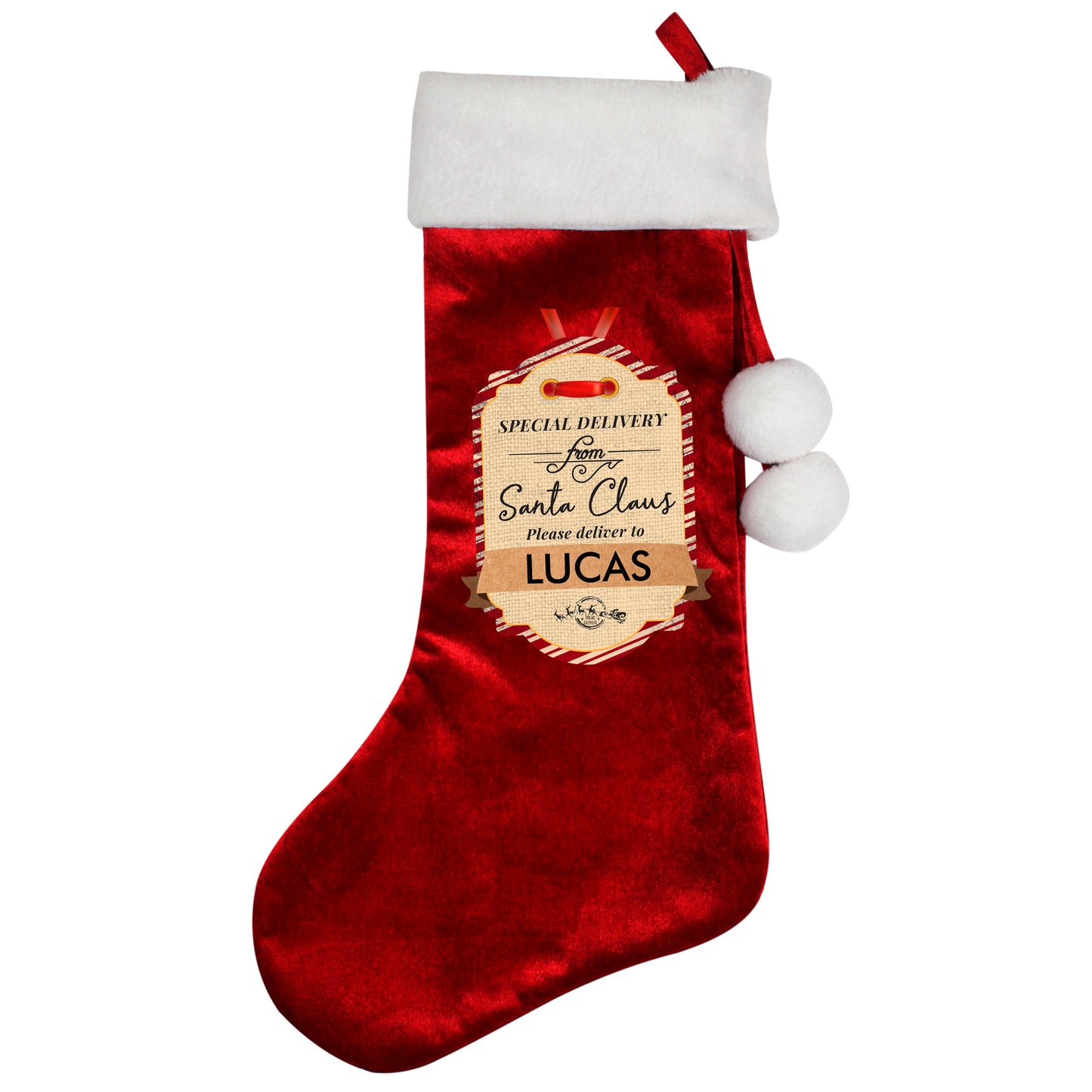 Personalised Special Delivery Luxury Red Stocking