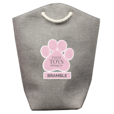 Personalised Pink Paw Print Storage Bag