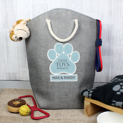 Personalised Blue Paw Print Storage Bag