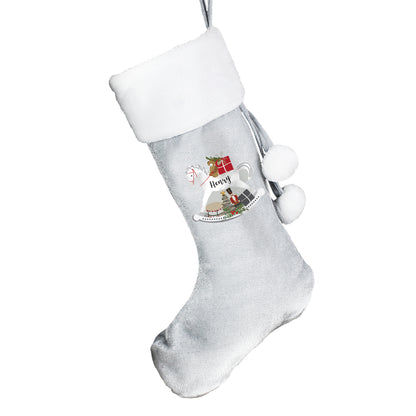 Personalised Rocking Horse Luxury Silver Grey Stocking