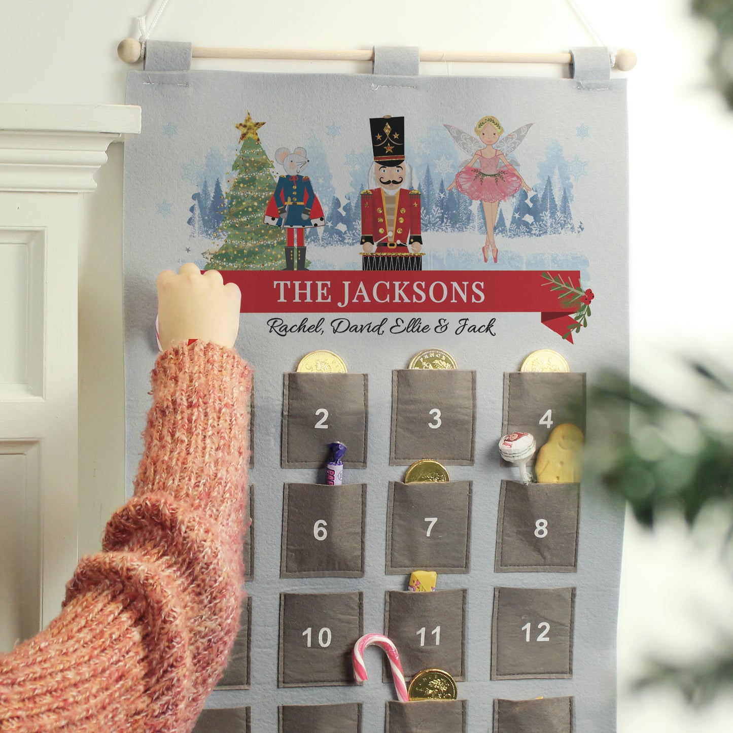 Personalised Nutcracker Advent Calendar In Silver Grey