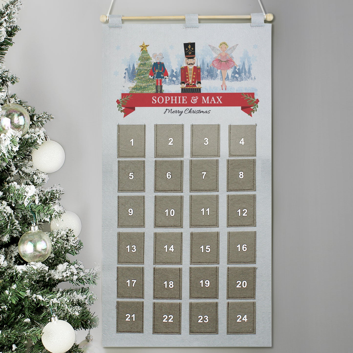 Personalised Nutcracker Advent Calendar In Silver Grey