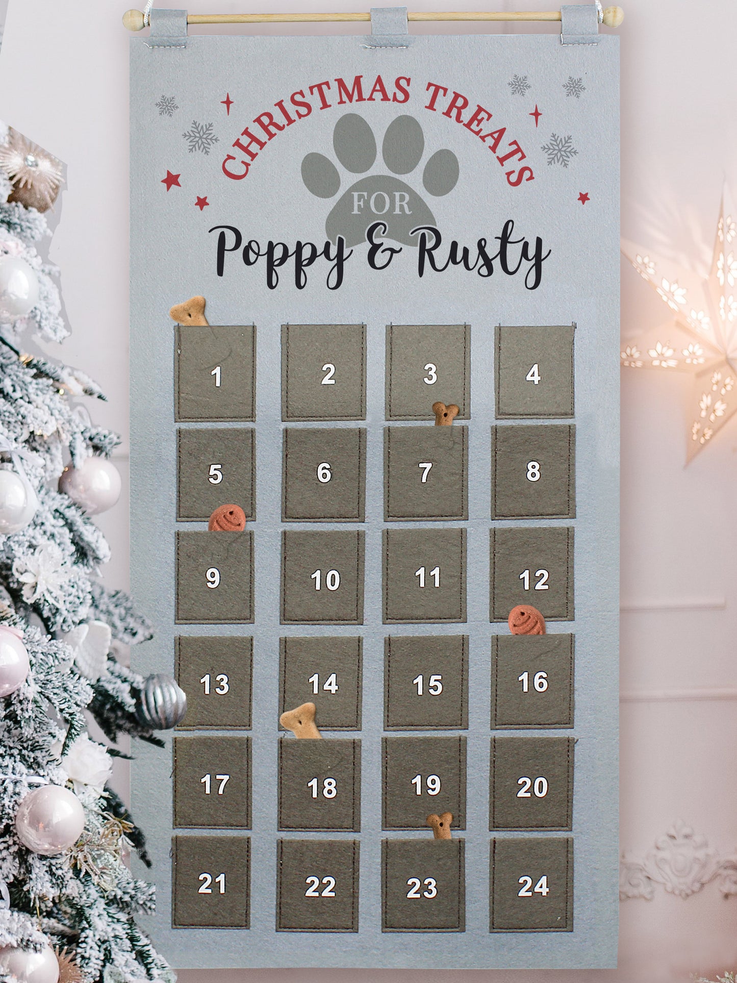 Personalised Pet Advent Calendar In Silver Grey